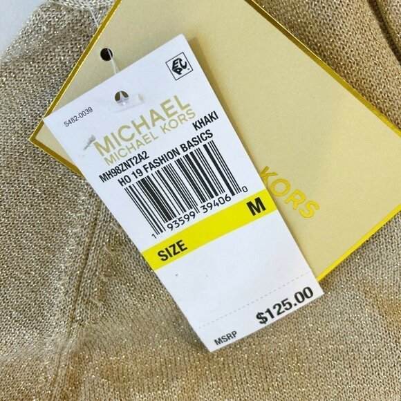 Michael Kors Khaki Metallic Twist Sweater Dress M - Picture 5 of 12
